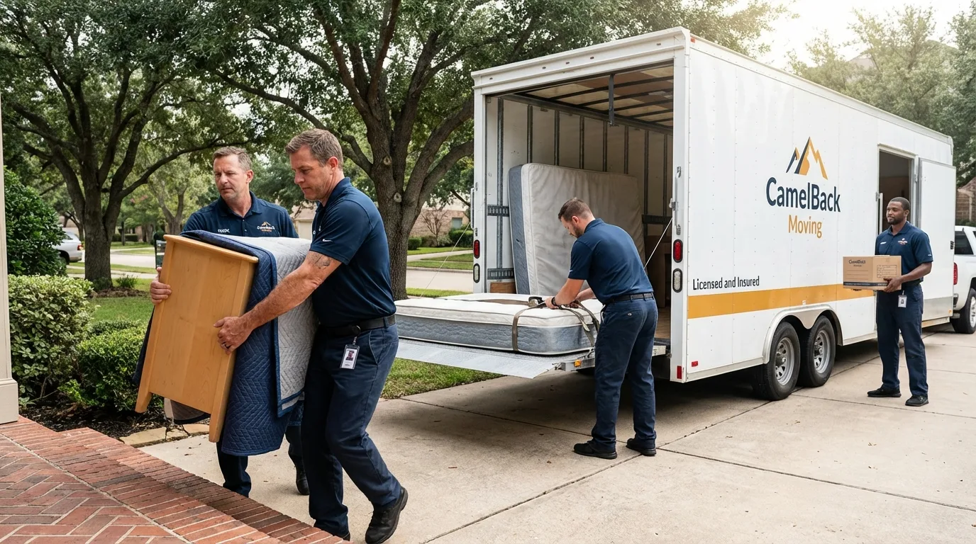 Crew loading residential truck for cross-state move from Buena Vista, VA