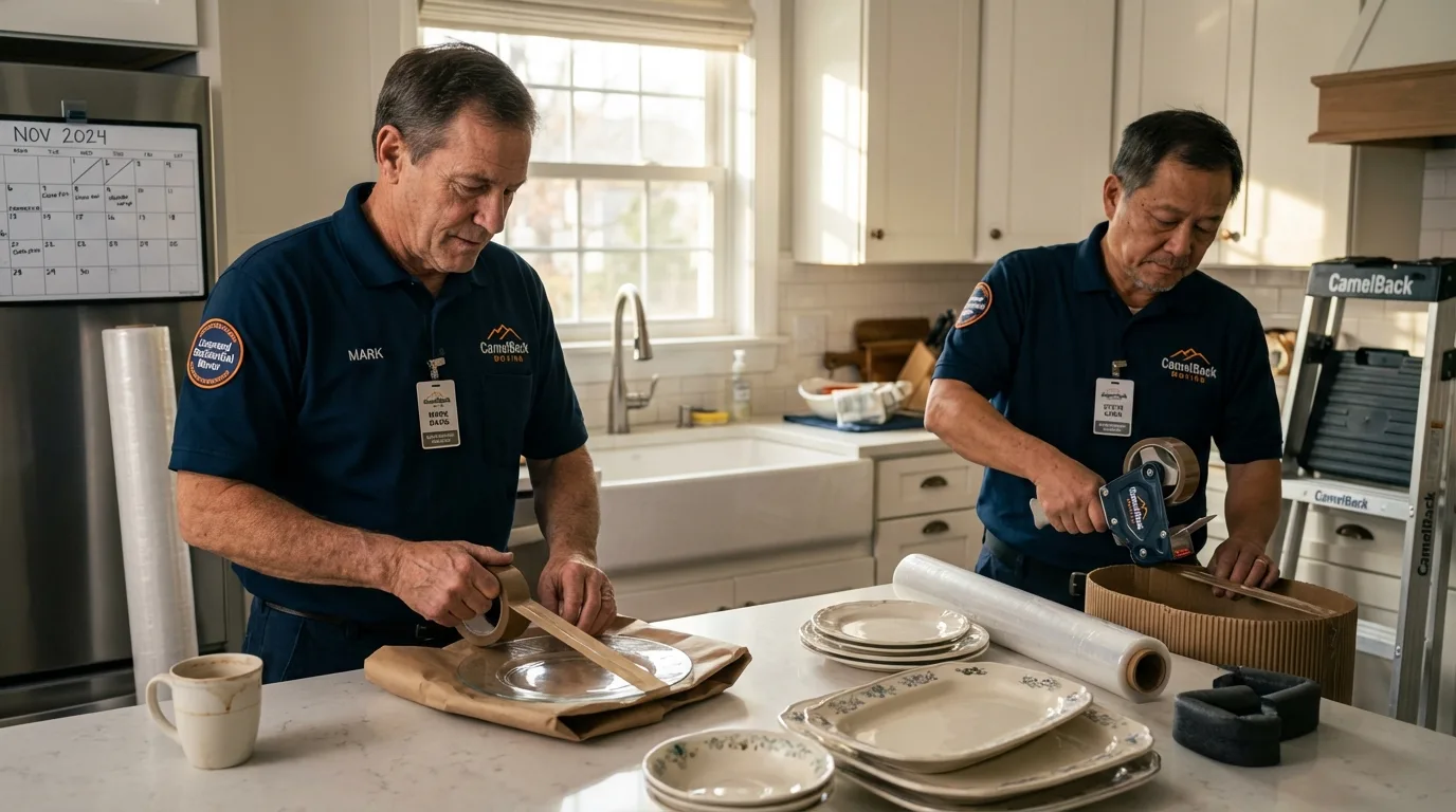Professional crew packing kitchen dishware in Buena Vista, VA